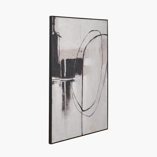 Pacific Lifestyle Monochrome Abstract Canvas With Black Frame