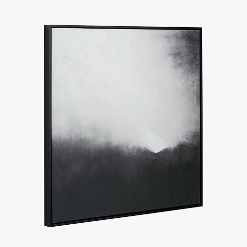 Pacific Lifestyle Monochrome Abstract Square Canvas With Black Frame