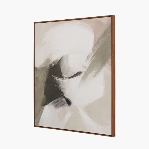 Pacific Lifestyle Monochrome Abstract Square Canvas With Oak Effect Frame