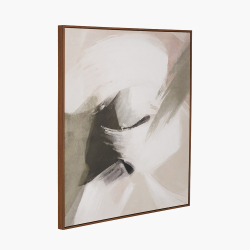 Pacific Lifestyle Monochrome Abstract Square Canvas With Oak Effect Frame