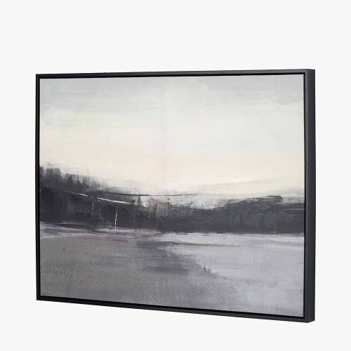 Pacific Lifestyle Monochrome Landscape Canvas With Black Frame