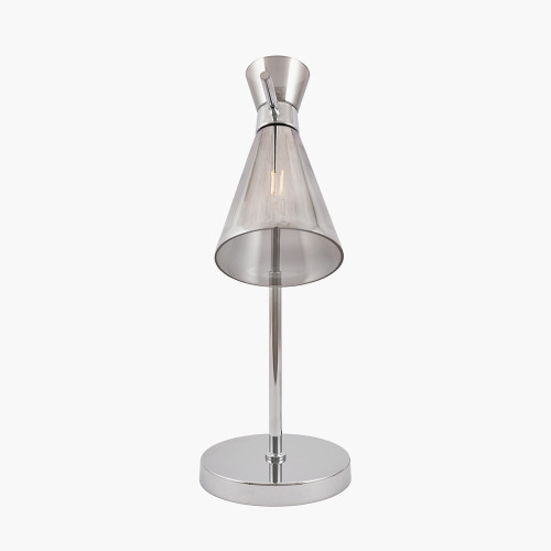 Pacific Lifestyle Monroe Smoke Waisted Glass And Silver Metal Table Lamp