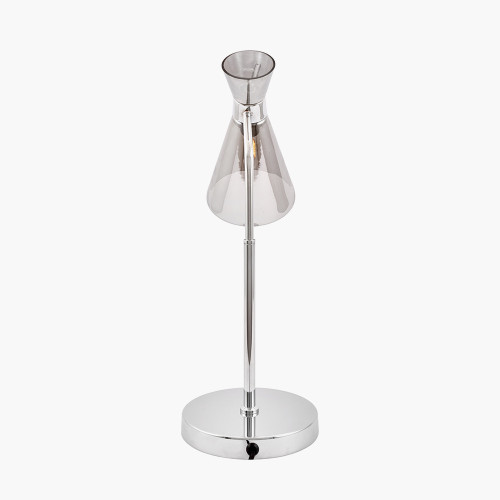 Pacific Lifestyle Monroe Smoke Waisted Glass And Silver Metal Table Lamp