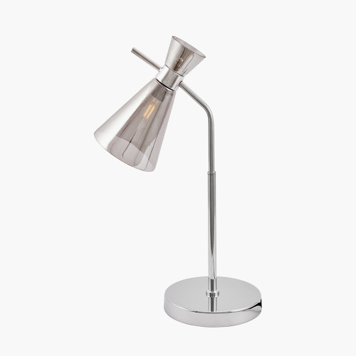 pacific lifestyle Monroe Smoke Waisted Glass and Silver Metal Table Lamp