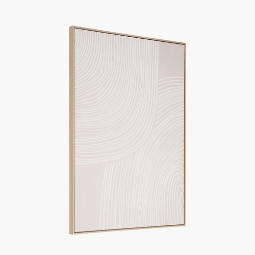 Pacific Lifestyle Natural And White Abstract Canvas With Natural Frame