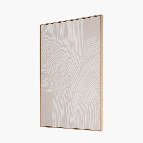 Pacific Lifestyle Natural And White Abstract Canvas With Natural Frame