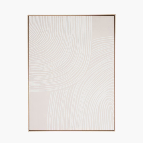 pacific lifestyle Natural and White Abstract Canvas with Natural Frame