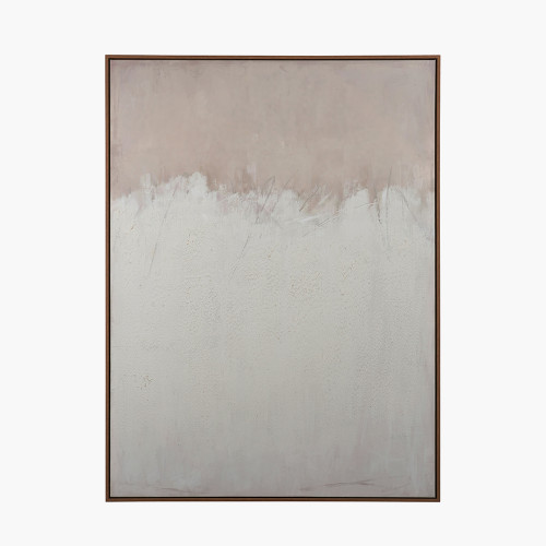 pacific lifestyle Natural and White Abstract Canvas with Natural Frame Large