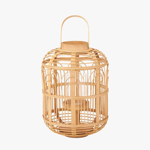Pacific Lifestyle Natural Bamboo And Glass Lantern Large