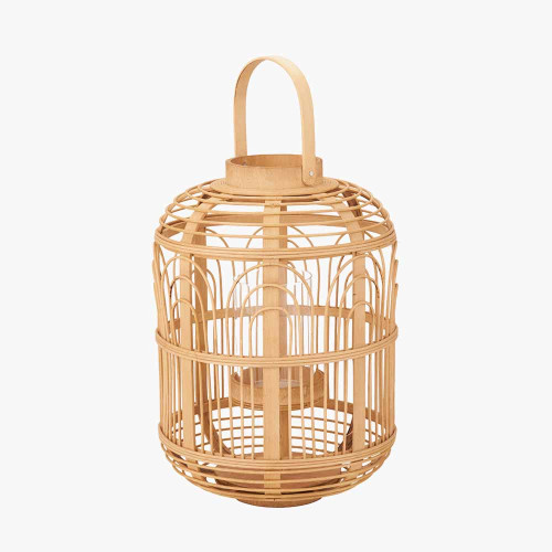 Pacific Lifestyle Natural Bamboo And Glass Lantern Large