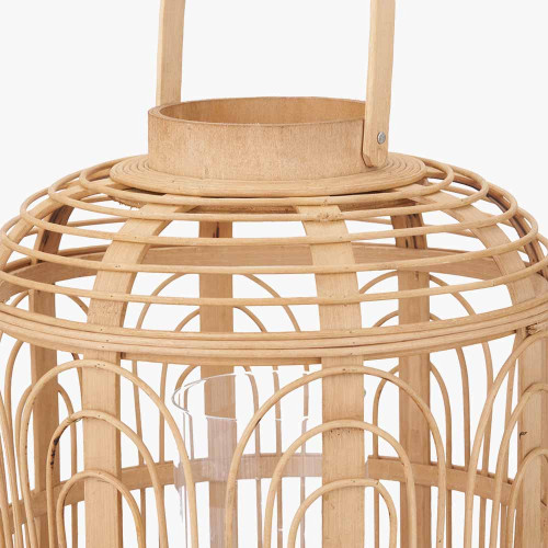 Pacific Lifestyle Natural Bamboo And Glass Lantern Large