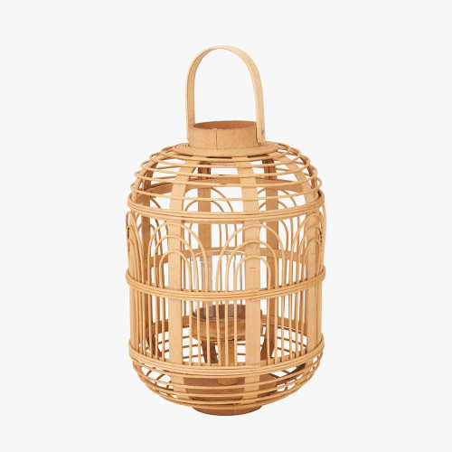 Pacific Lifestyle Natural Bamboo And Glass Lantern Small