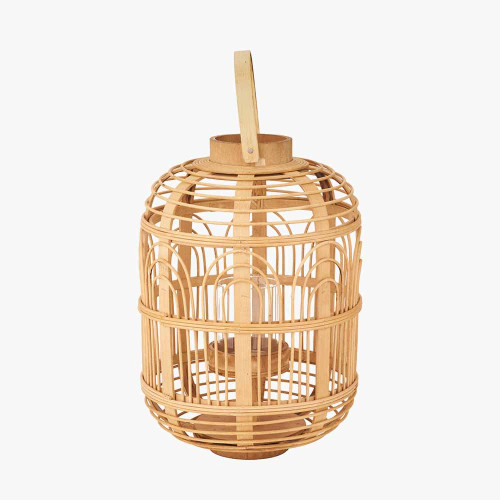 Pacific Lifestyle Natural Bamboo And Glass Lantern Small