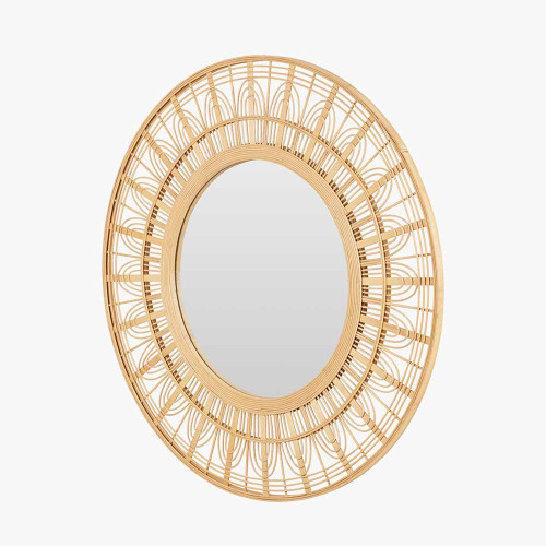 Pacific Lifestyle Natural Bamboo Frame Round Wall Mirror