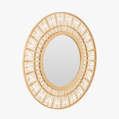 Pacific Lifestyle Natural Bamboo Frame Round Wall Mirror