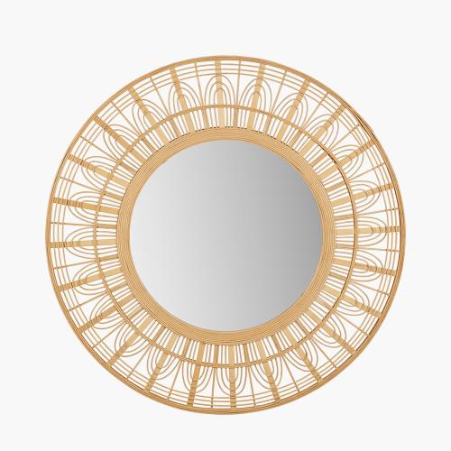 pacific lifestyle Natural Bamboo Frame Round Wall Mirror