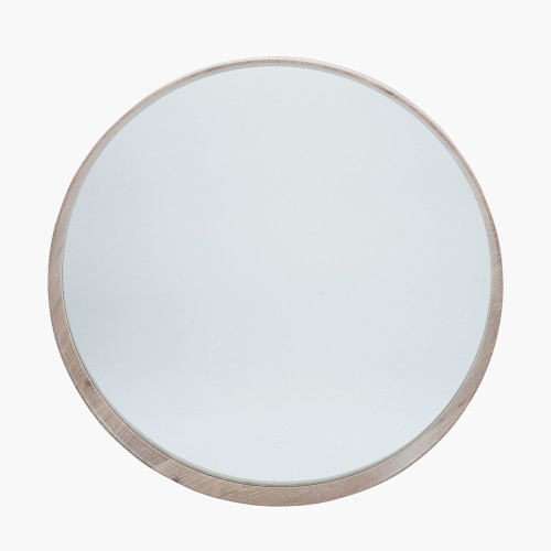 Pacific Lifestyle Natural Wood Veneer Deep Edge Round Wall Mirror Large