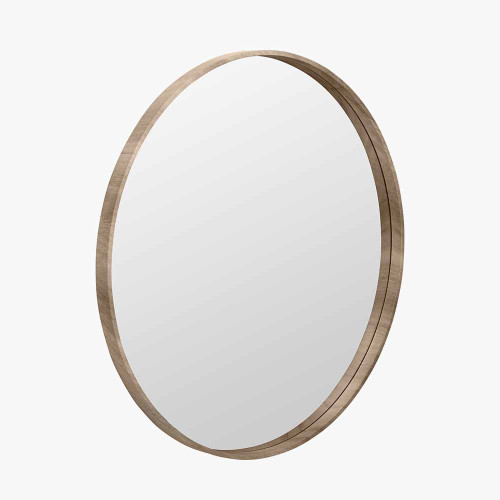 Pacific Lifestyle Natural Wood Veneer Slim Frame Round Mirror Large