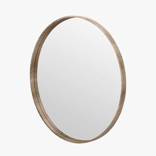 Pacific Lifestyle Natural Wood Veneer Slim Frame Round Mirror Large
