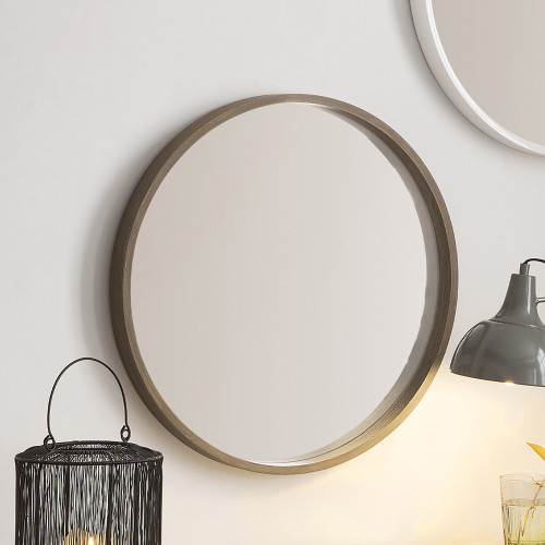 Pacific Lifestyle Natural Wood Veneer Slim Frame Round Wall Mirror