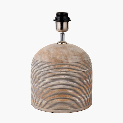 Pacific Lifestyle Nelu Grey Engraved Wood Dome Table Lamp Base