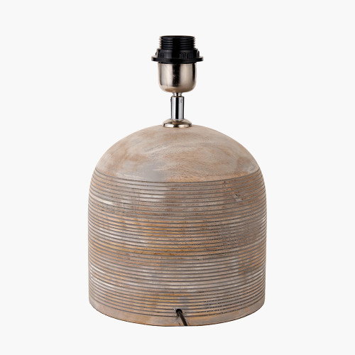 Pacific Lifestyle Nelu Grey Engraved Wood Dome Table Lamp Base