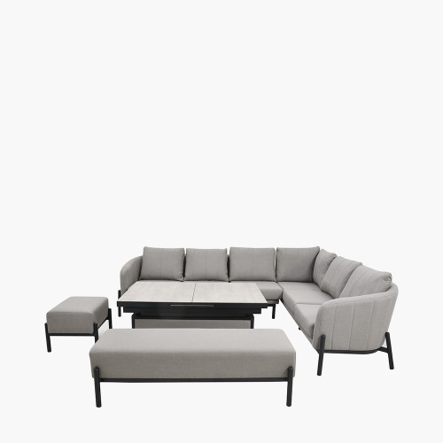 pacific lifestyle Nevada Putty Large Outdoor Corner Seating Set with Adjustable Table