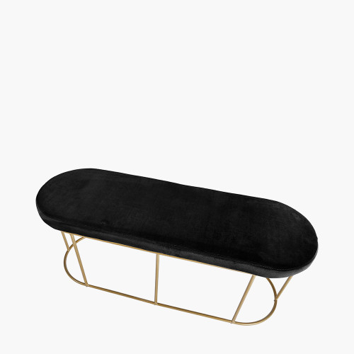 Pacific Lifestyle Nino Black Velvet And Gold Metal Bench