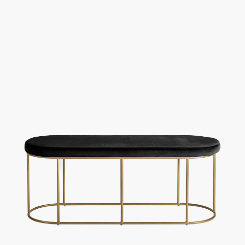 pacific lifestyle Nino Black Velvet and Gold Metal Bench