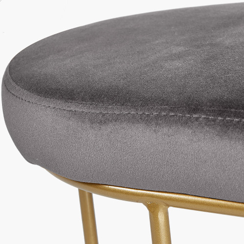 Pacific Lifestyle Nino Dove Grey Velvet And Gold Metal Bench