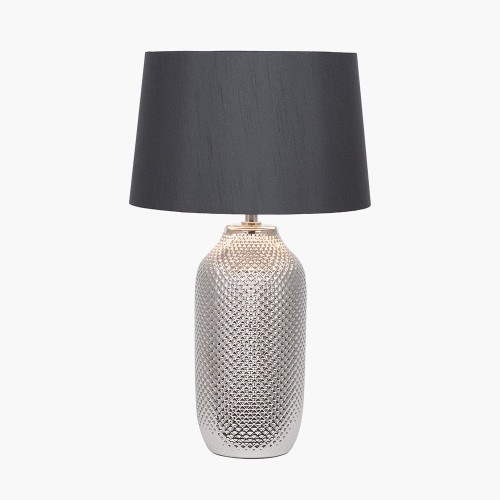 Pacific Lifestyle Nova Silver Textured Ceramic Bottle Table Lamp
