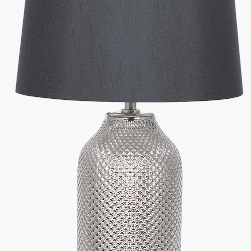 Pacific Lifestyle Nova Silver Textured Ceramic Bottle Table Lamp