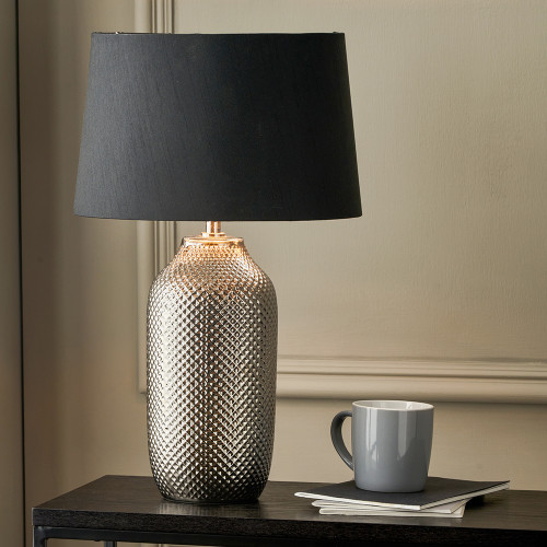 Pacific Lifestyle Nova Silver Textured Ceramic Bottle Table Lamp