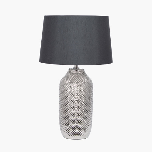 pacific lifestyle Nova Silver Textured Ceramic Bottle Table Lamp