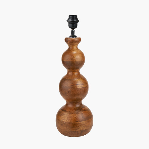 Pacific Lifestyle Nyari Brown Oiled Finish Mango Wood 3 Ball Design Table Lamp Base
