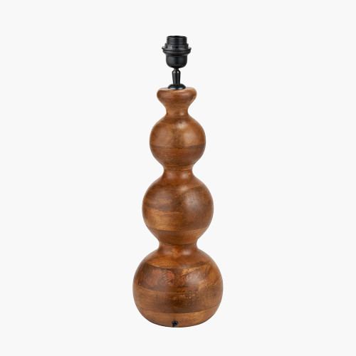 Pacific Lifestyle Nyari Brown Oiled Finish Mango Wood 3 Ball Design Table Lamp Base