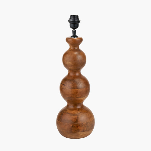 pacific lifestyle Nyari Brown Oiled Finish Mango Wood 3 Ball Design Table Lamp Base