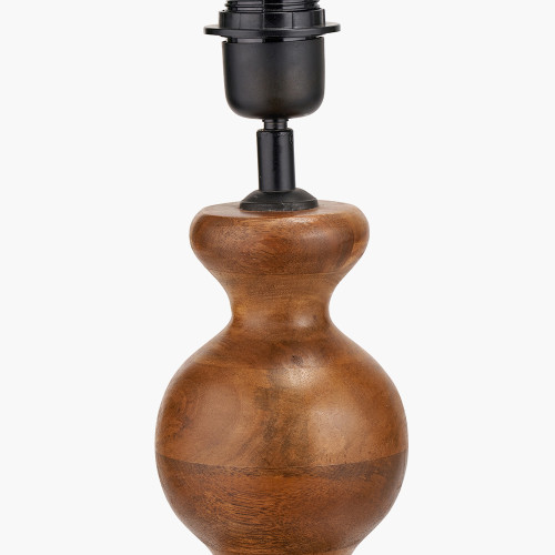 Pacific Lifestyle Nyari Brown Oiled Finish Mango Wood 3 Ball Design Table Lamp Base With Izara 40cm Racing Green Ikat Patterned Mushroom Pleat Tapered Lampshade