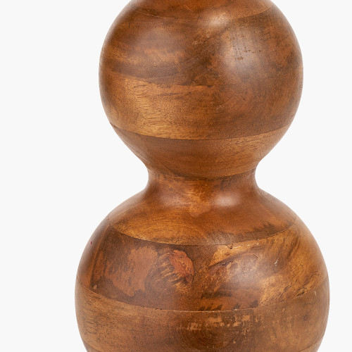 Pacific Lifestyle Nyari Brown Oiled Finish Mango Wood 3 Ball Design Table Lamp Base With Izara 40cm Racing Green Ikat Patterned Mushroom Pleat Tapered Lampshade