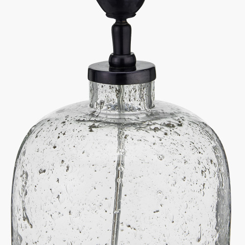 Pacific Lifestyle Ophelia Grey Bubble Glass Table Lamp Base With Henry 40cm Taupe Handloom Cylinder Lampshade