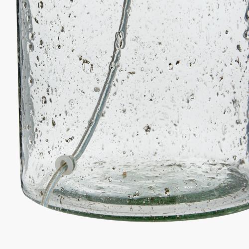 Pacific Lifestyle Ophelia Grey Bubble Glass Table Lamp Base With Henry 40cm Taupe Handloom Cylinder Lampshade