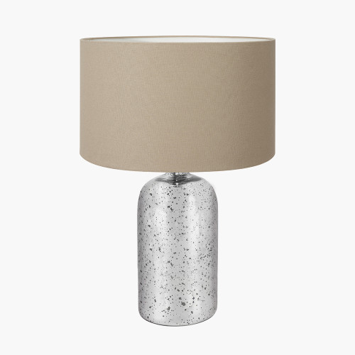 pacific lifestyle Ophelia Mercurial Glass Table Lamp Base with Henry 40cm Taupe Handloom Cylinder Lampshade