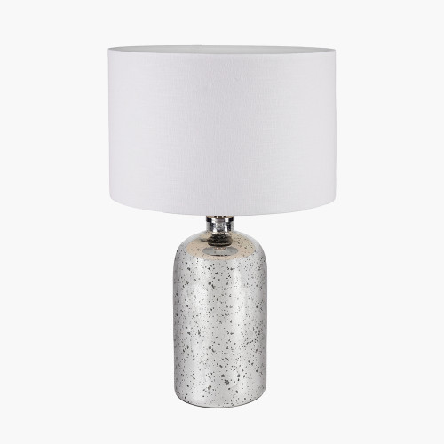 pacific lifestyle Ophelia Mercurial Glass Table Lamp Base with Lino 40cm White Self Lined Linen Cylinder Lampshade