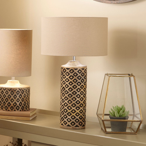 Pacific Lifestyle Orissa Tall Wooden Diamond Table Lamp