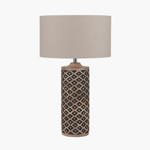 pacific lifestyle Orissa Tall Wooden Diamond Table Lamp