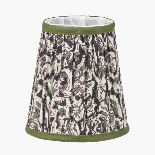 Pacific Lifestyle Ornella 14cm Green Floral Design Mushroom Pleat Tall Tapered Candle Clip Lampshade