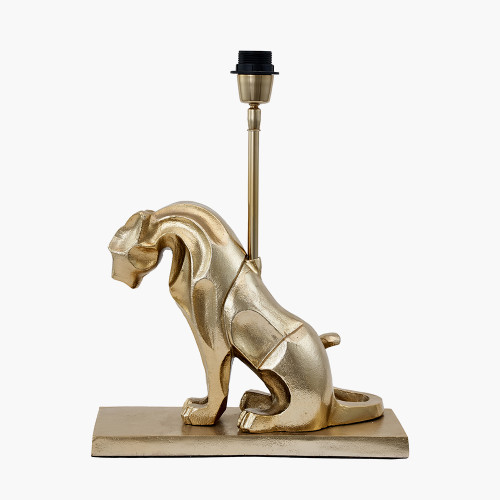 Pacific Lifestyle Osa Shiny Gold Metal Jaguar Table Lamp Base With Mia 40cm Ivory Oval Cotton Mix Lampshade