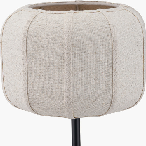Pacific Lifestyle Oscar Black Metal And Natural Linen Structured Table Lamp