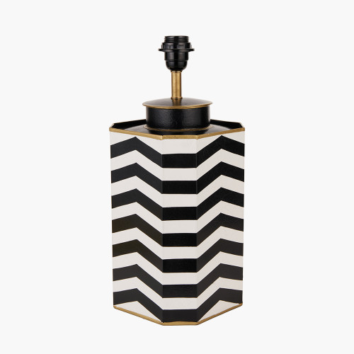 Pacific Lifestyle Oskar Black And White Chevron Hand Painted Metal Table Lamp Base