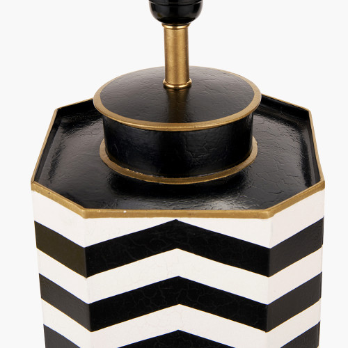 Pacific Lifestyle Oskar Black And White Chevron Hand Painted Metal Table Lamp Base